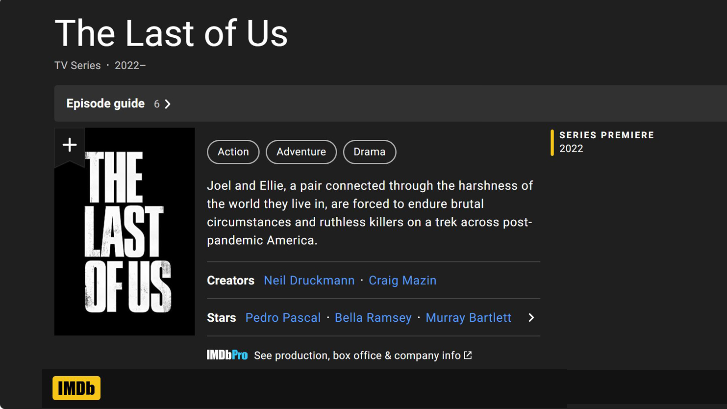Novo personagem e ator são listados em The Last of Us HBO no IMDb